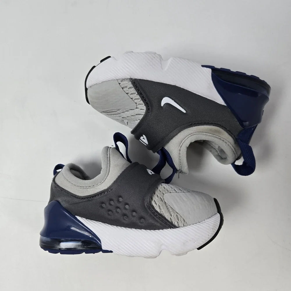 Nike Air Max 270 Extreme Kids 4C Grey Navy Blue Slip On Sneakers CI1109-013